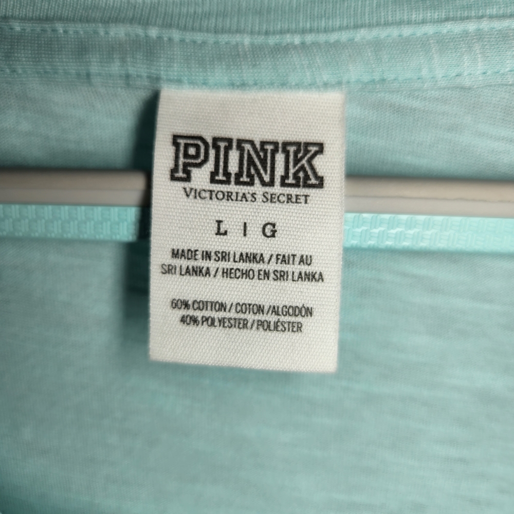 PINK Victoria's Secret Aqua Oversized Lightweight Long Sleeve Size Large - Picture 4 of 4